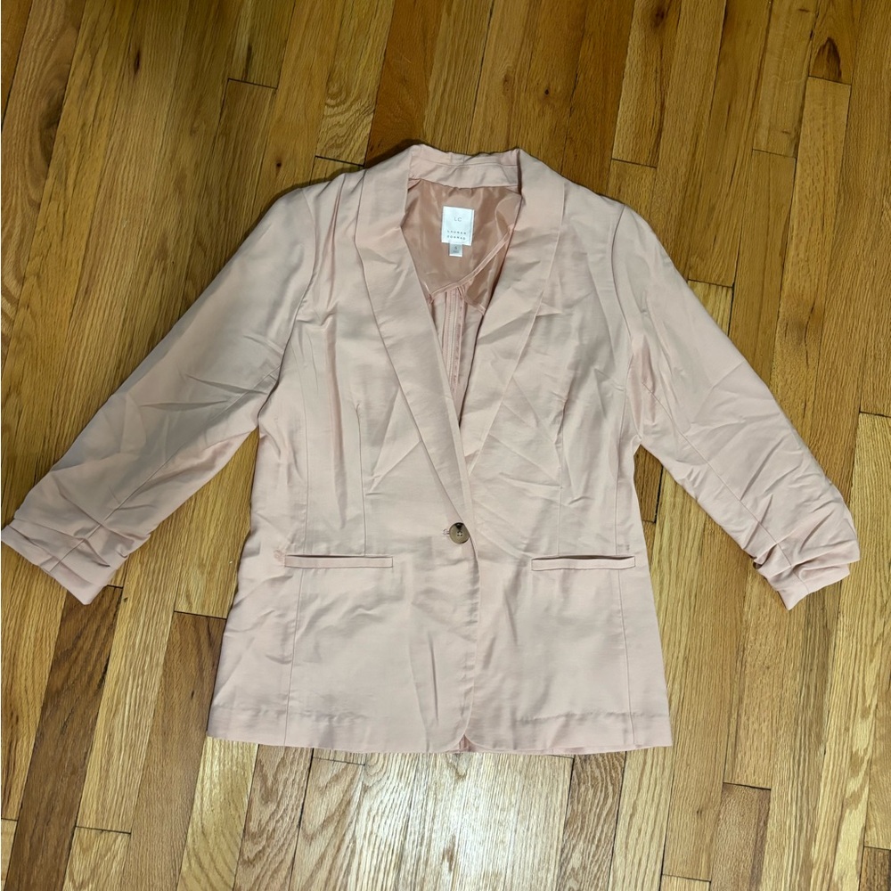 LC Lauren Conrad Pink Blazer with Three-Quarter Sleeves